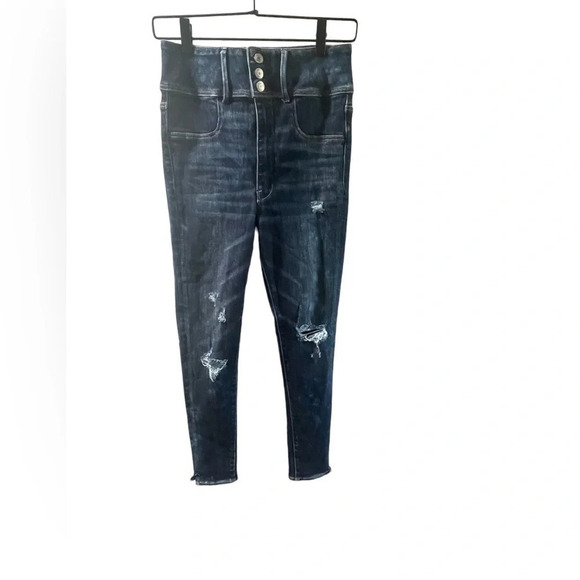 American Eagle Super High Rise Jeggings, Dark Wash, Size 6 Long - Picture 1 of 7